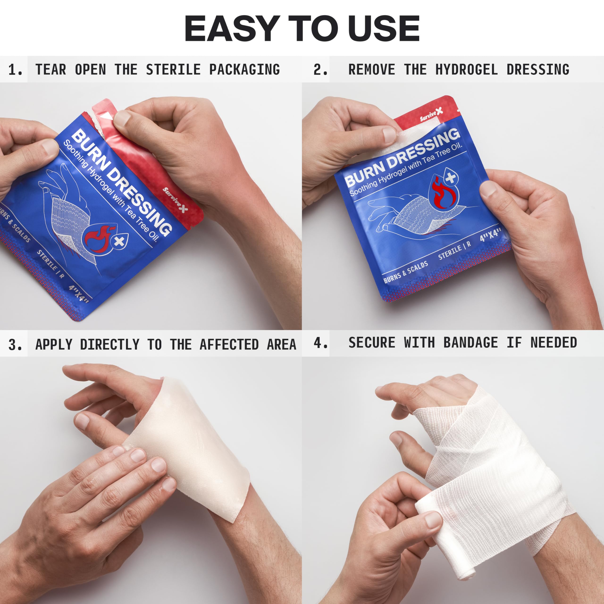 4x4 inch hydrogel burn pad for kitchen or outdoor use