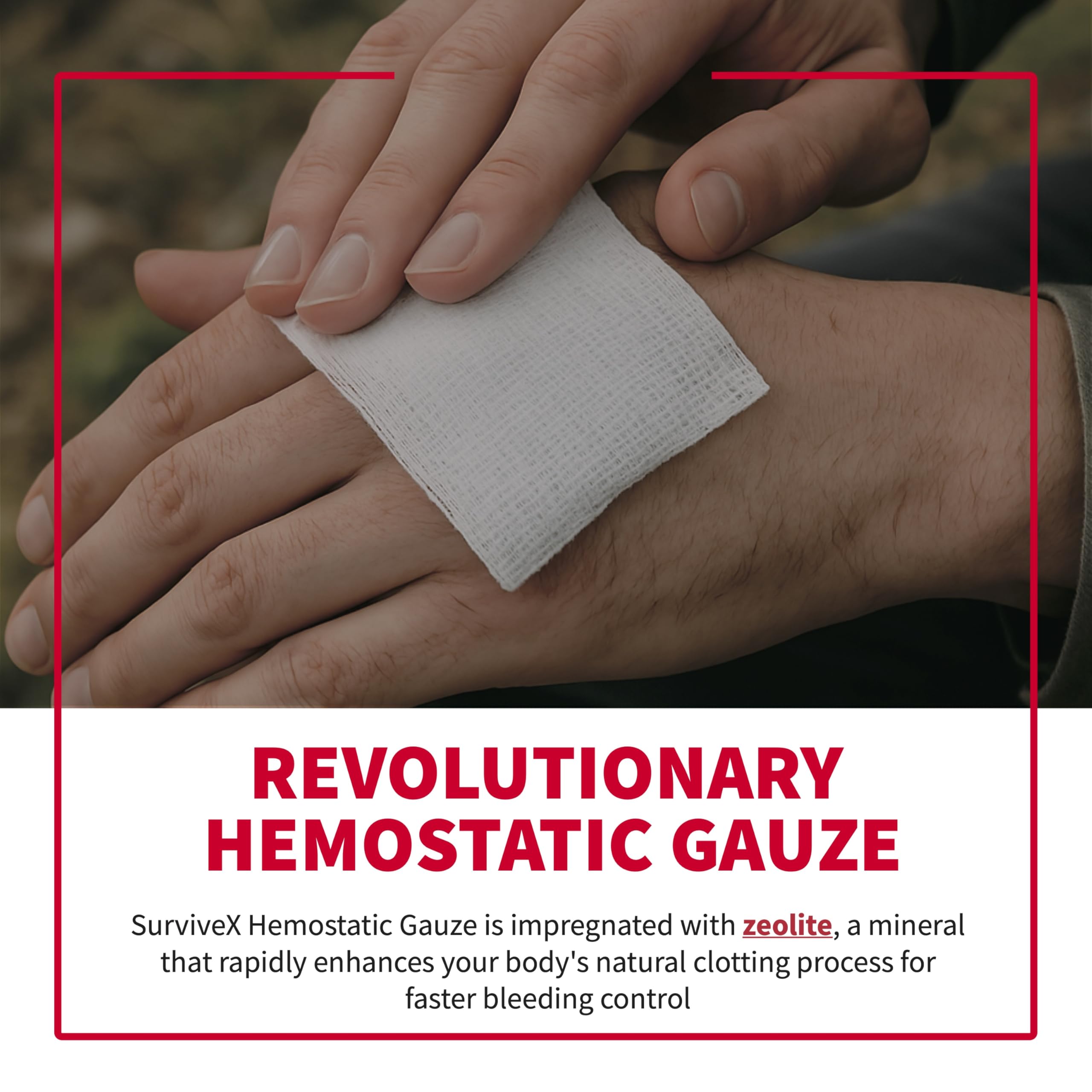 SurviveX gauze compact sealed package ideal for kits.