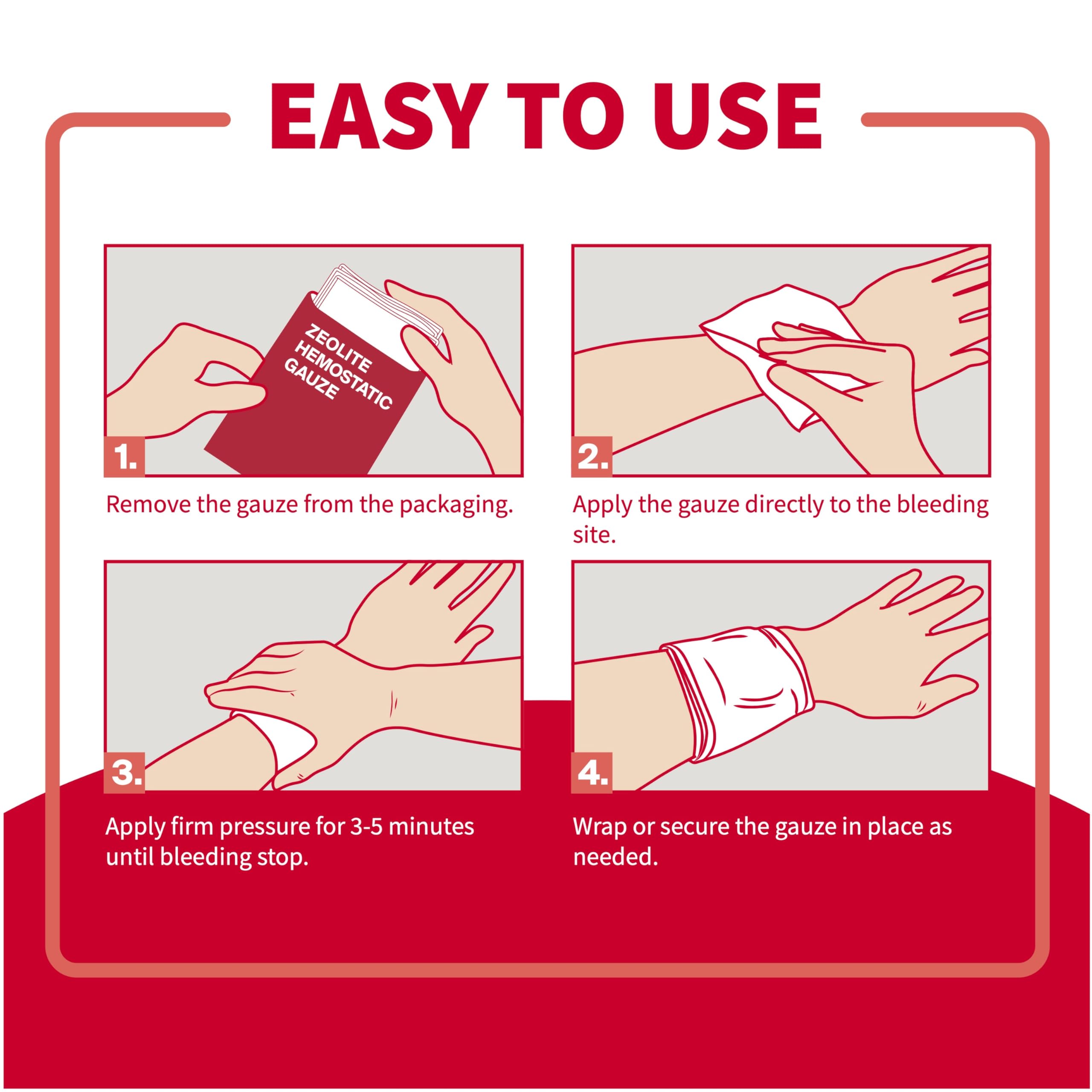 Flexible 3x4 gauze for packing or wrapping.