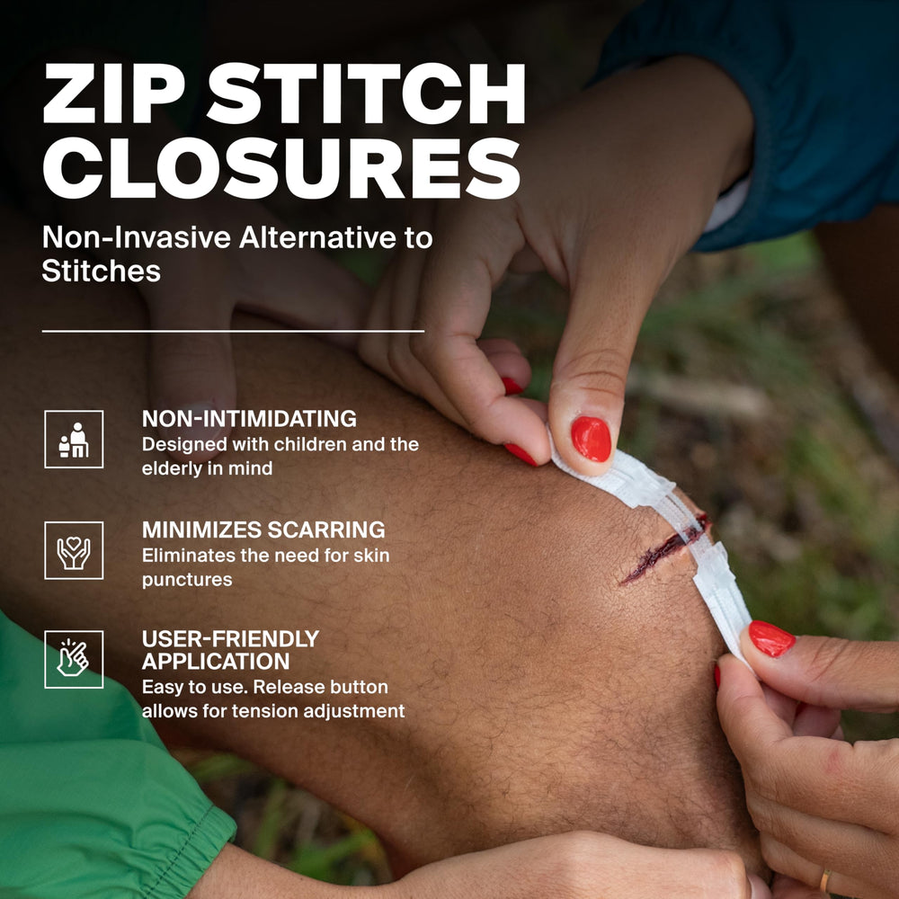 SurviveX ZipStitch adheres firmly yet removes cleanly with minimal residue.
