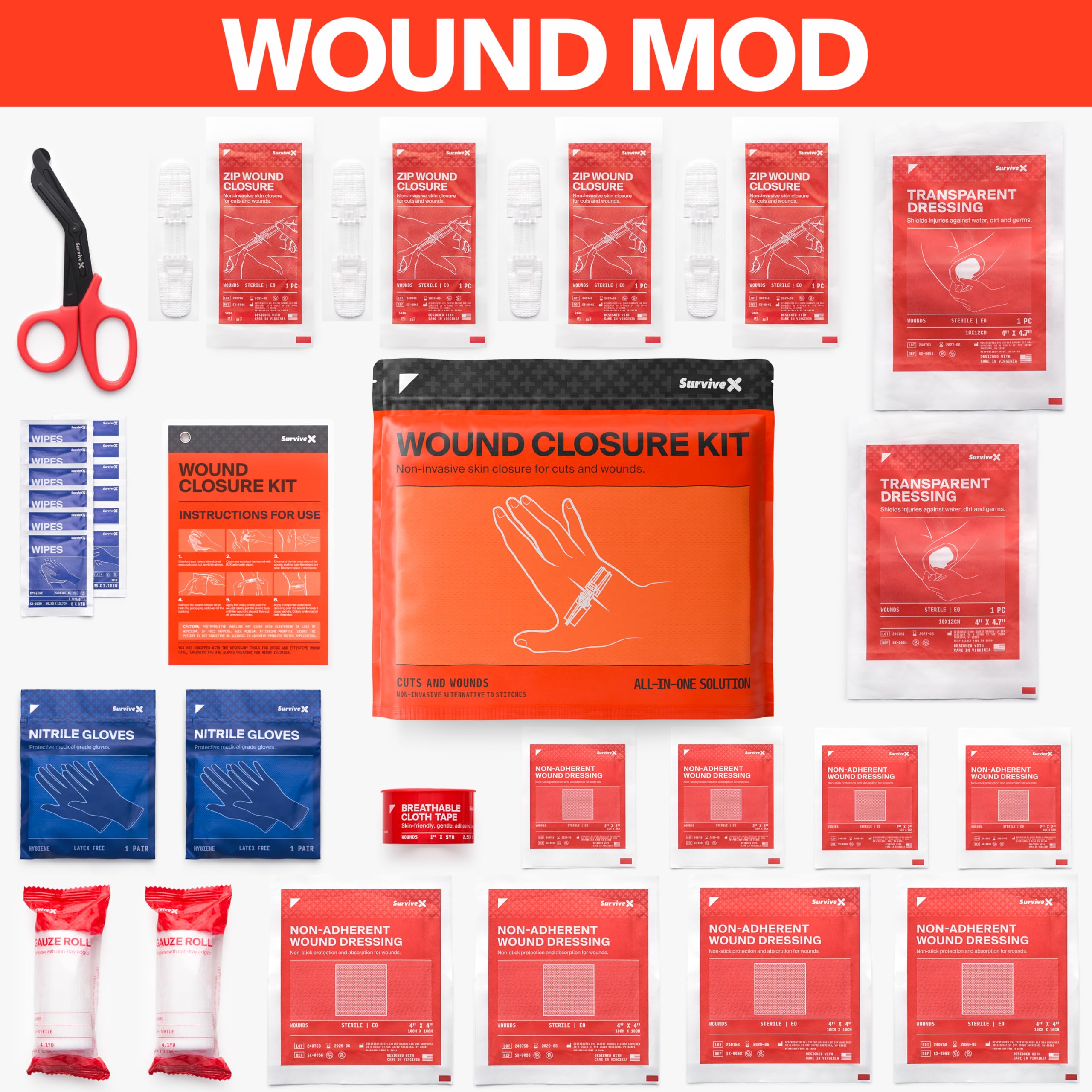 SurviveX ZipStitch application guide demonstrating skin-edge alignment for clean closure.