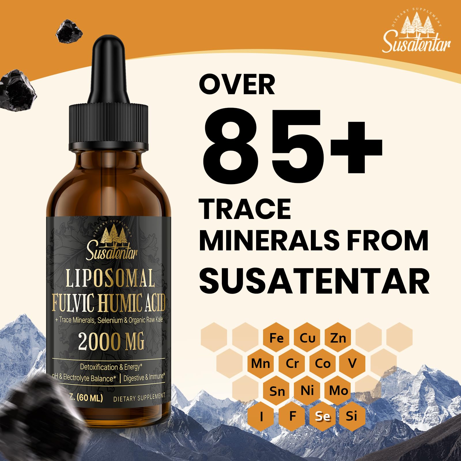 Susatentar gluten-free and sugar-free formula with vegan ingredients.