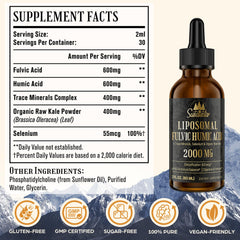 Susatentar humic acid and trace minerals liquid bottle suggests detox and mineral balance.