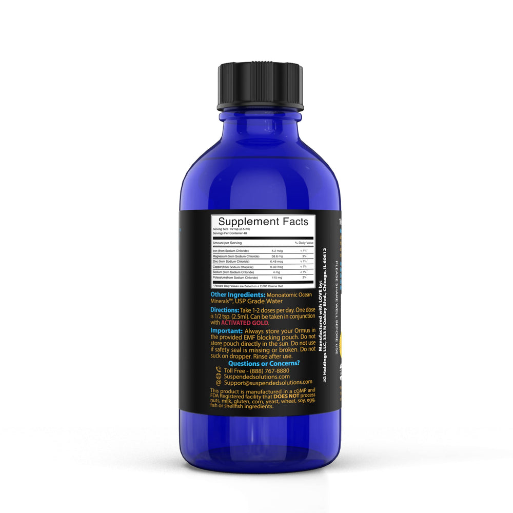 Suspended Solutions Atomic ORMUS alchemist portrait, crafted formulation for energy focus.