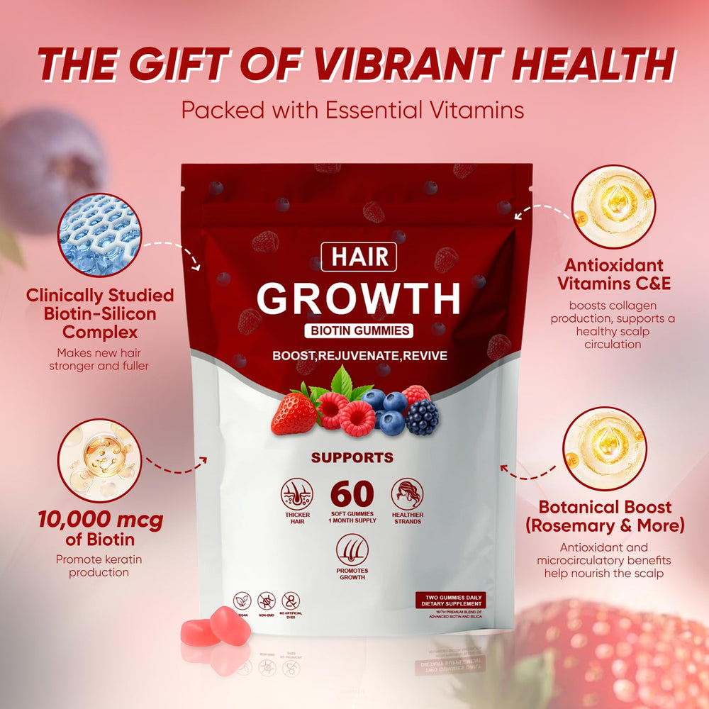 SUUDUUL Lumin Hair Growth Gummies with plant extracts and vitamins for hair nourishment.
