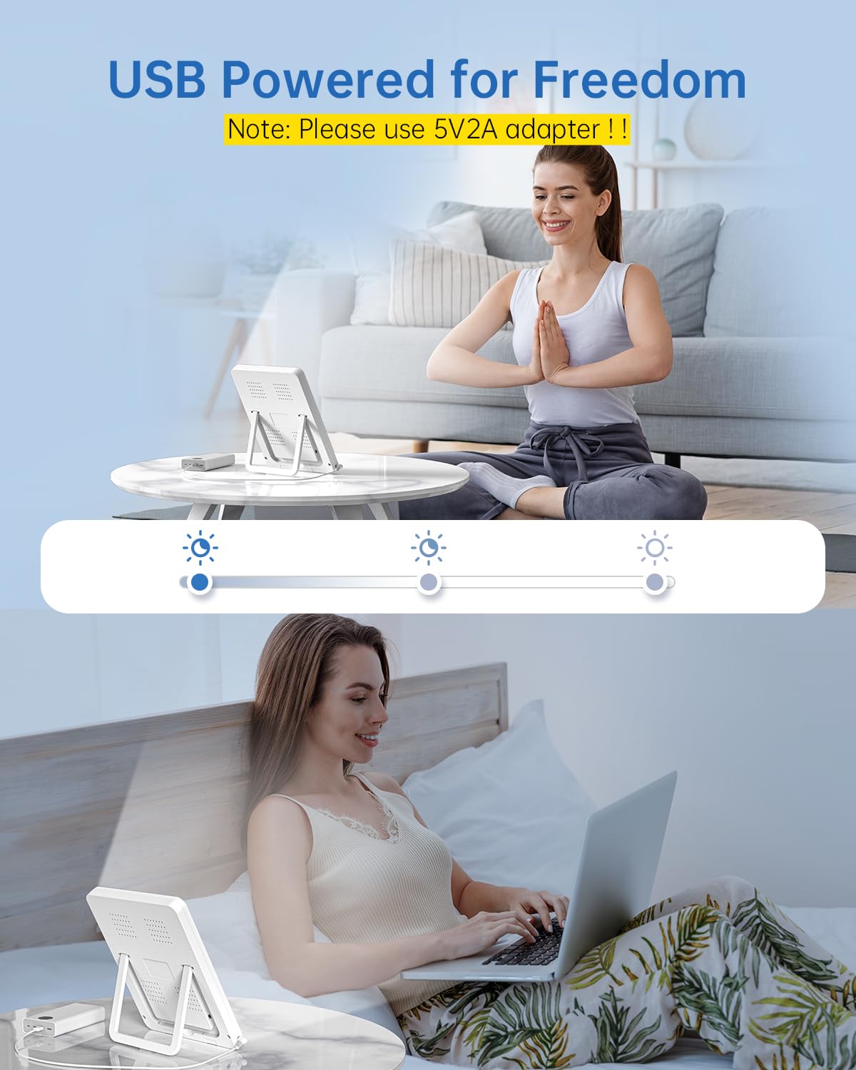SUXIO portable stand lamp fits home or office desks.