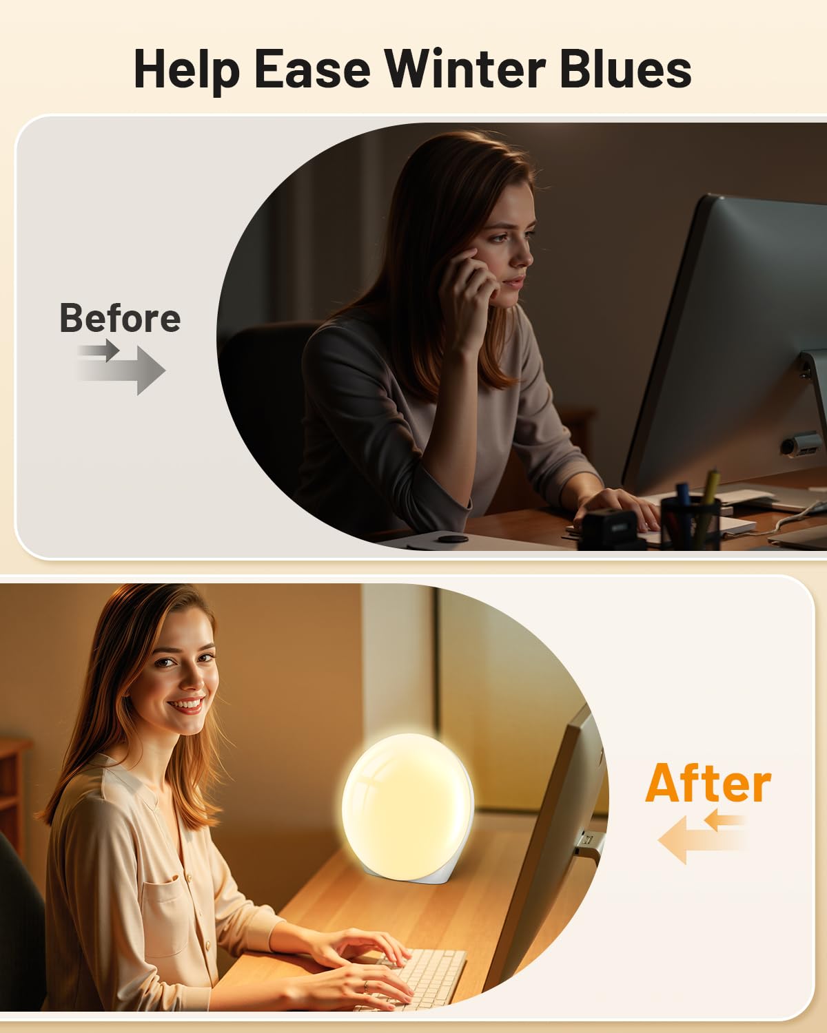SUXIO Light Therapy Lamp with standing stand for adjustable angle at home or office