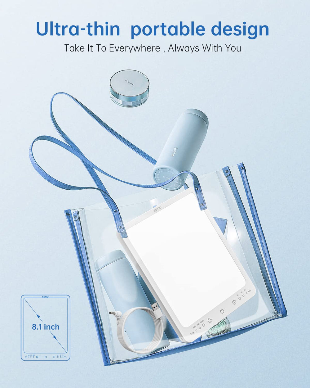 SUXIO USB-powered lamp with long cable offers flexible placement.