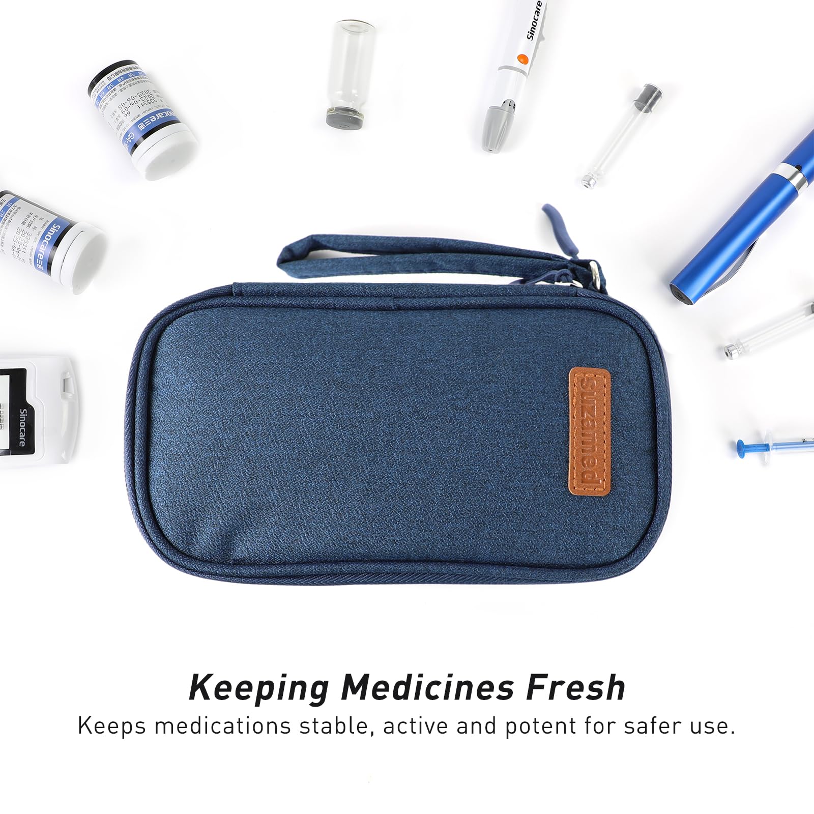 Lightweight diabetic supplies organizer ideal for on-the-go use.