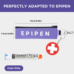 Suzamed epipen case with zipper closure protects contents from dust and loss
