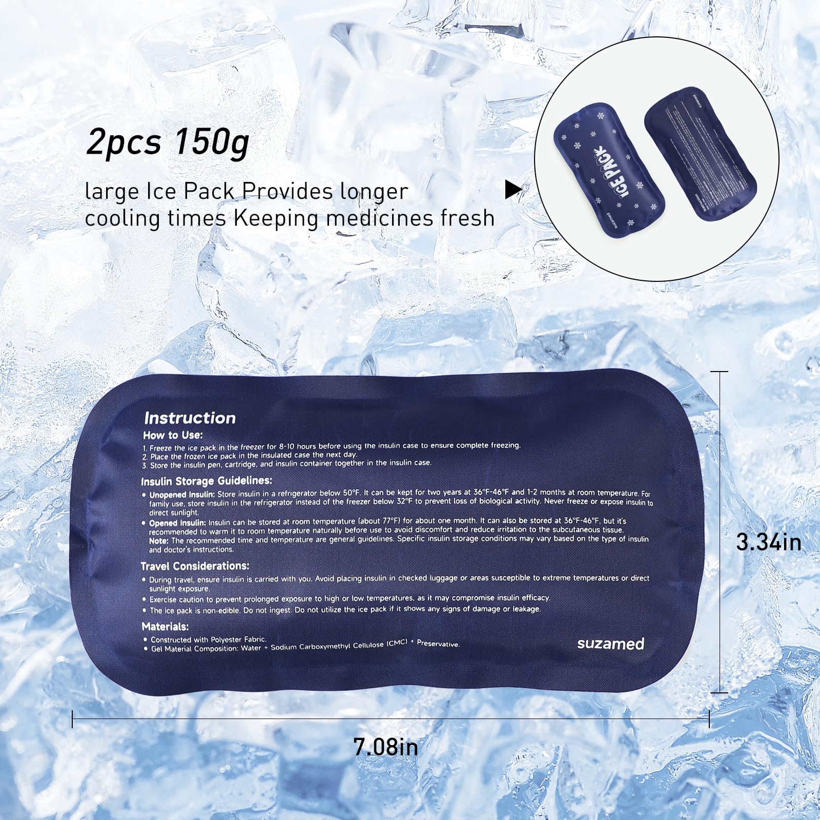 Suzamed insulin cooler travel case durable nylon and pearl cotton insulation