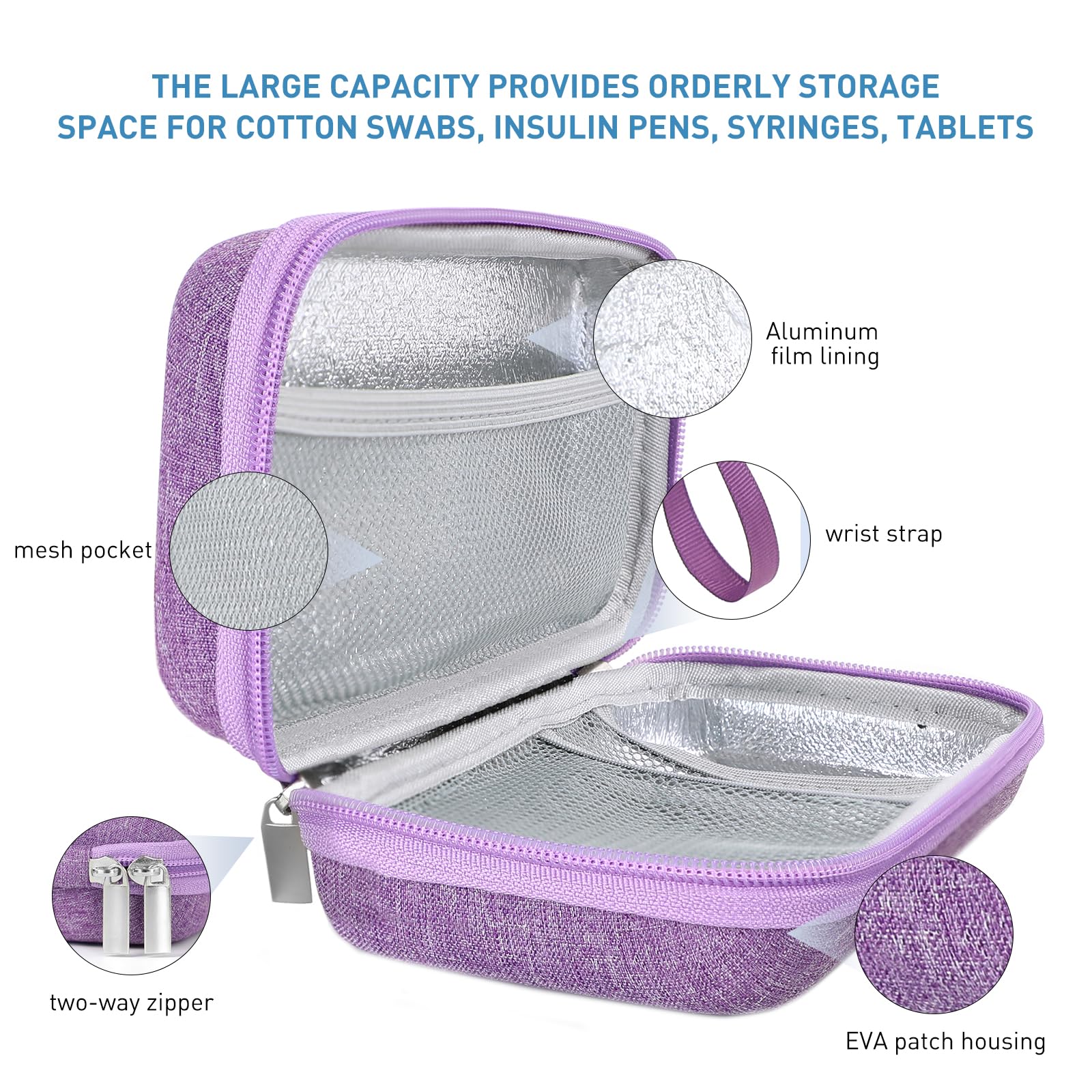 Ergonomic carry handle design on the Suzamed travel case for easy transport.