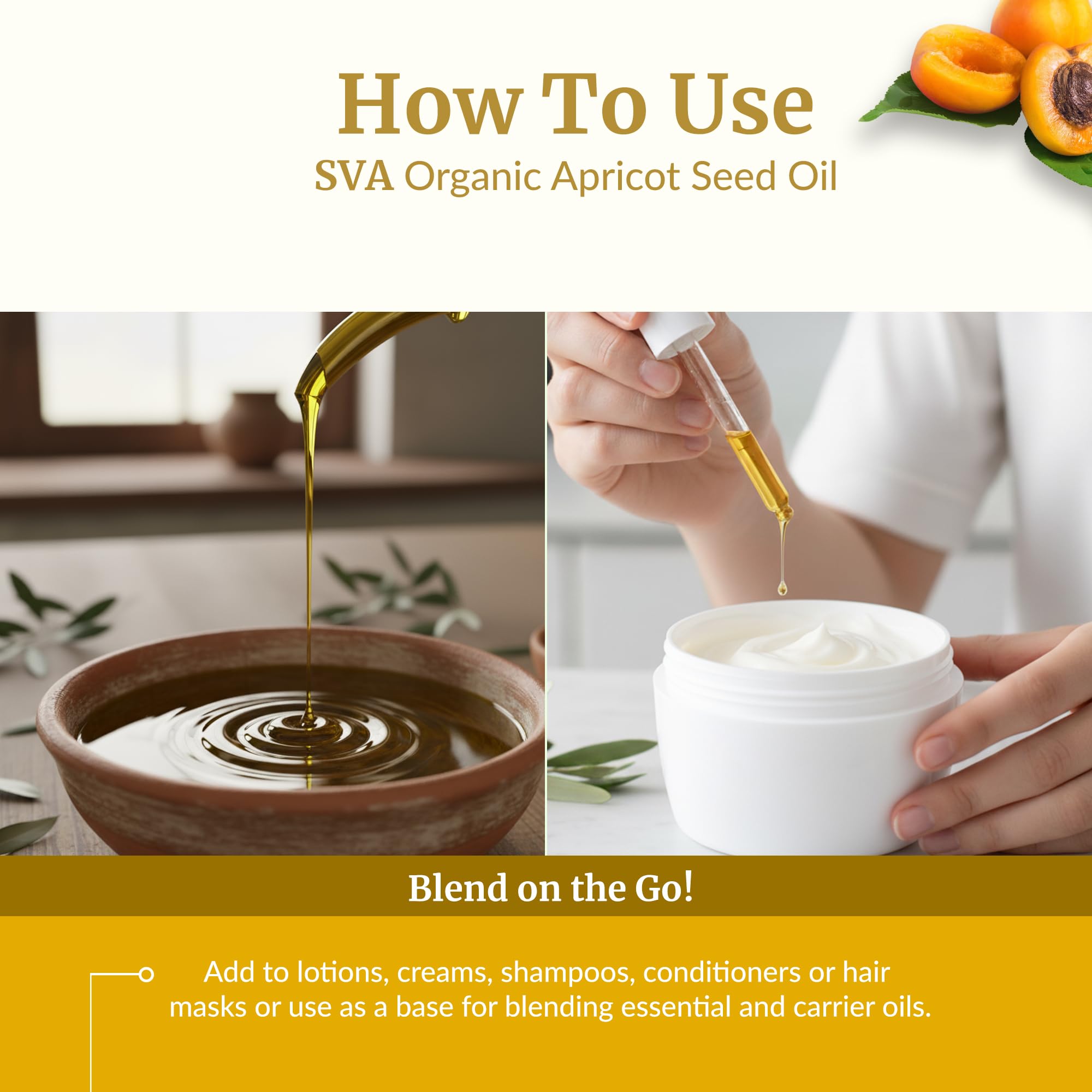 SVA Organic Apricot Seed Oil for body care and smooth skin.