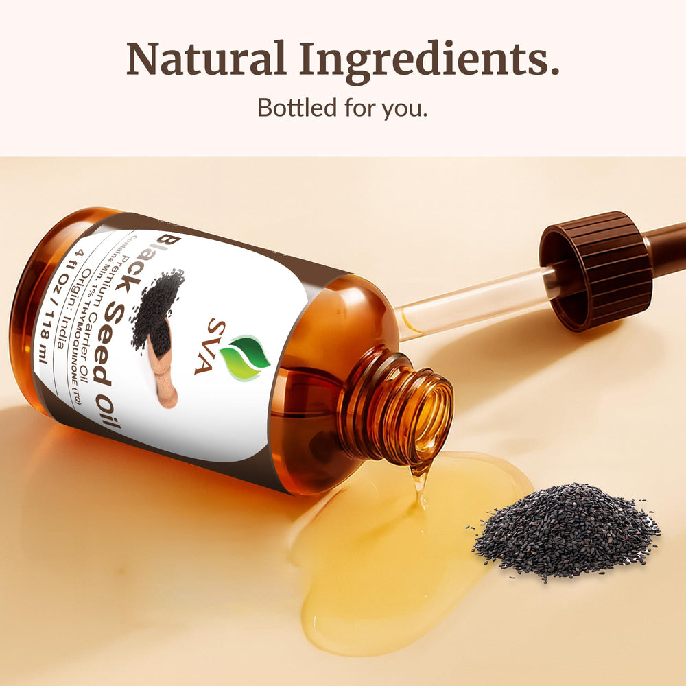 SVA ORGANICS cruelty-free and hexane-free black seed oil label