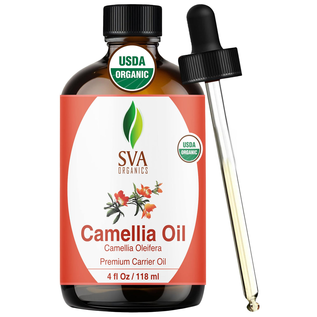 SVA Camellia Seed Oil bottle with dropper for precise skin care application