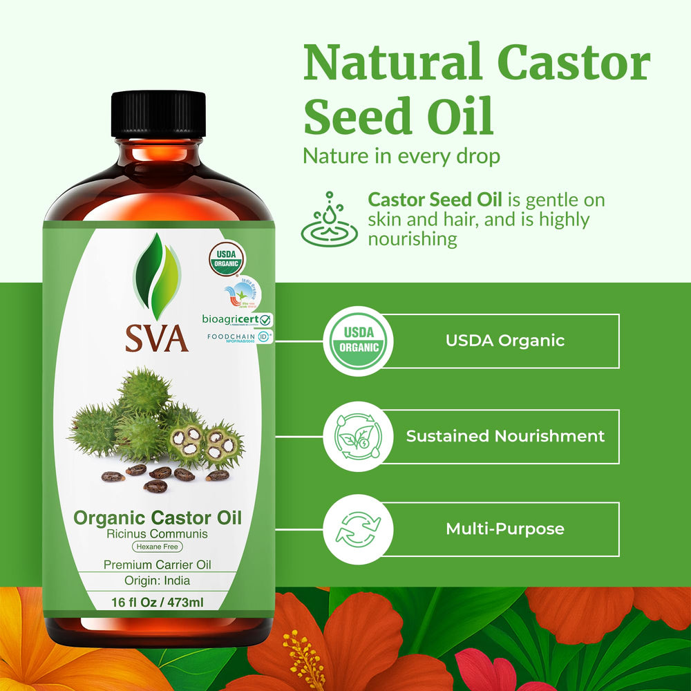 SVA Castor Oil pour bottle ideal for blends and DIY skincare.