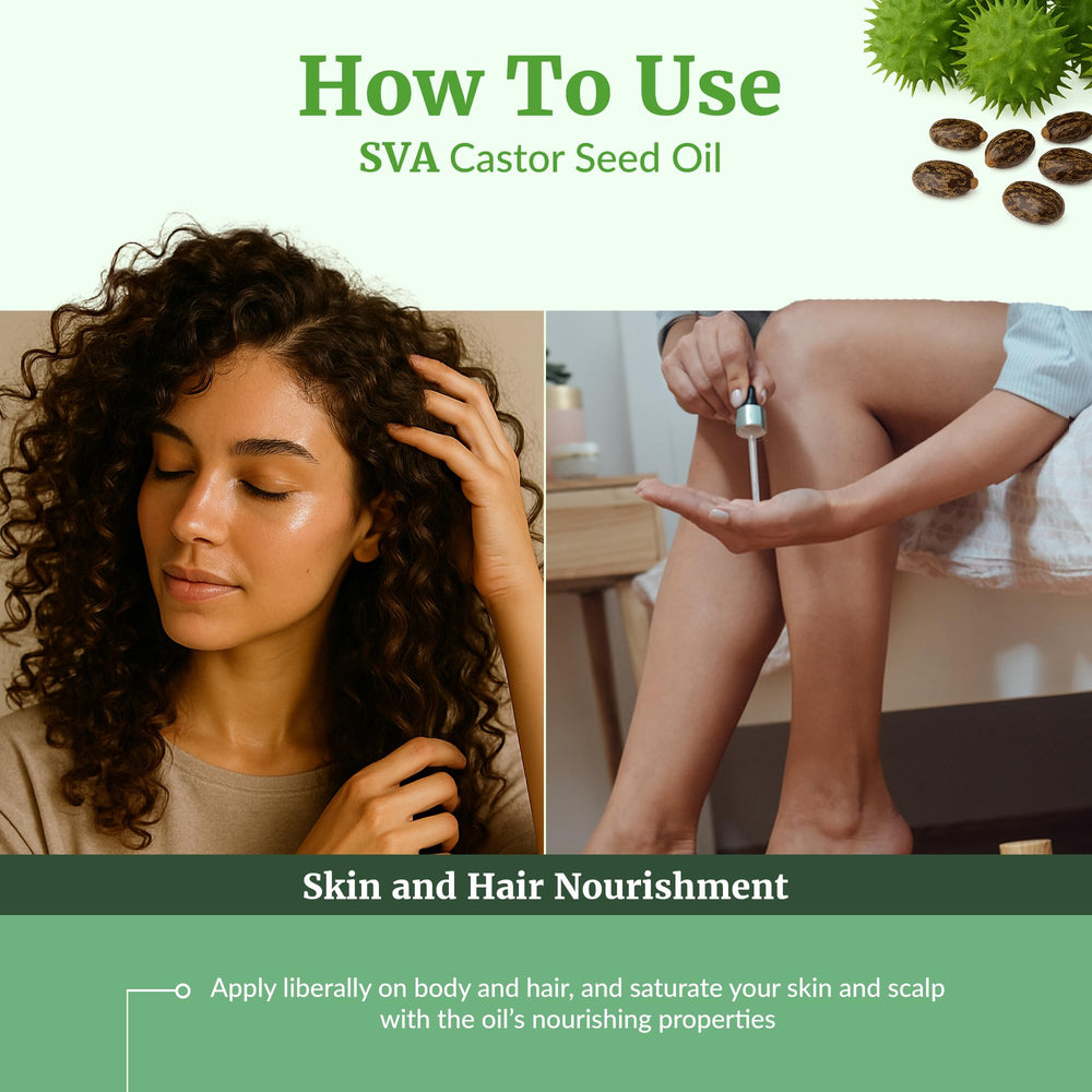 SVA Castor Oil moisturizes skin and may improve lash and brow care.