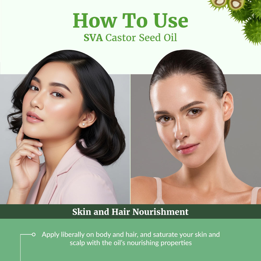 Body moisturizer use with SVA Castor Seed Oil for hydrated skin
