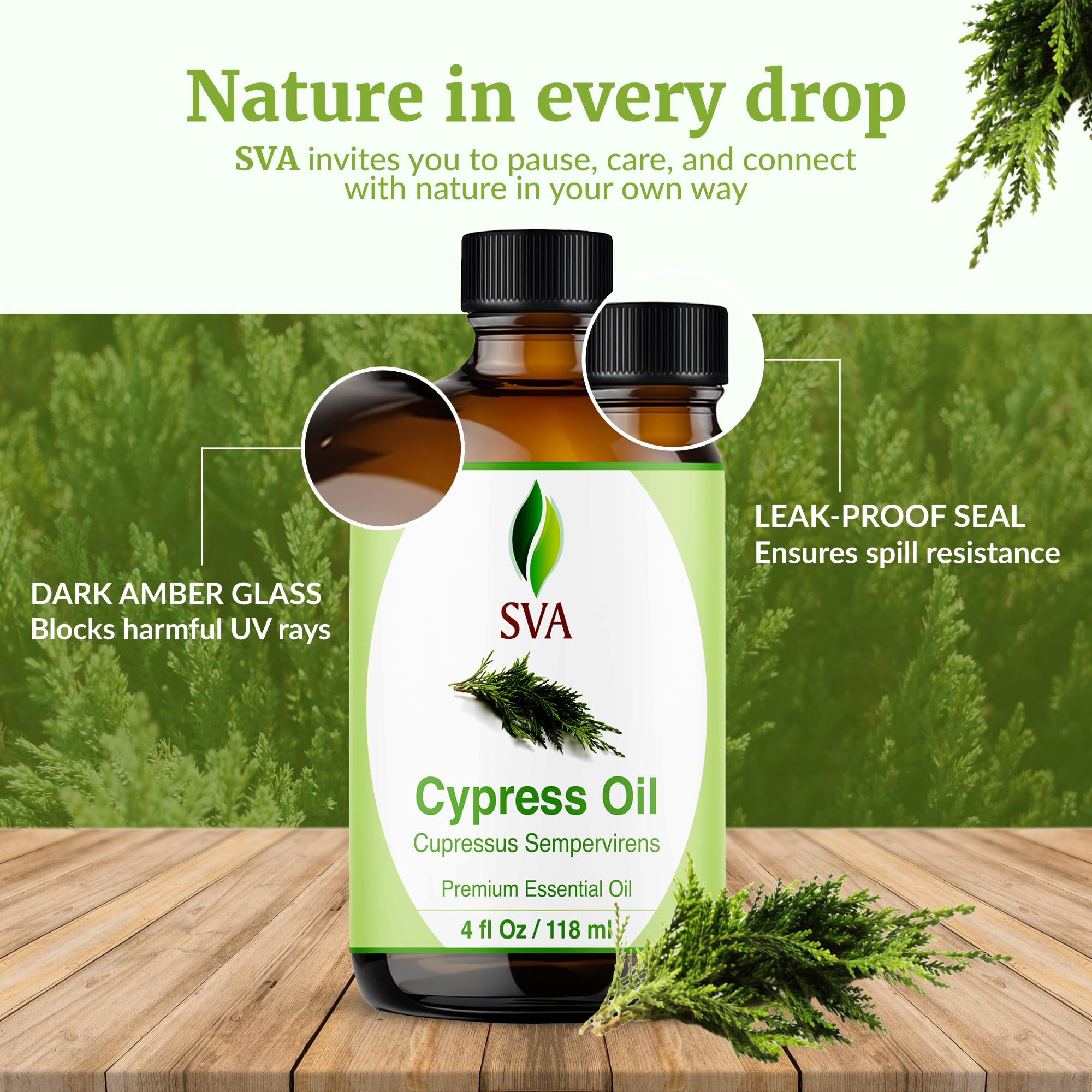 SVA Cypress Oil ready to mix with carrier oil for skin care safety.