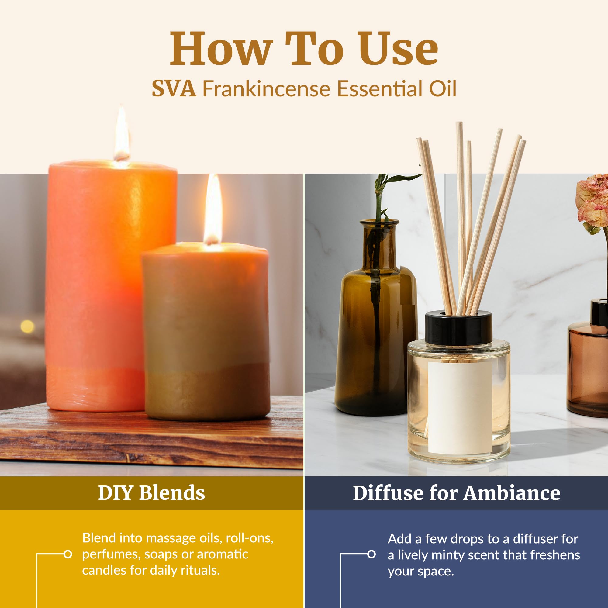 SVA Frankincense Essential Oil for body massage and relaxation.