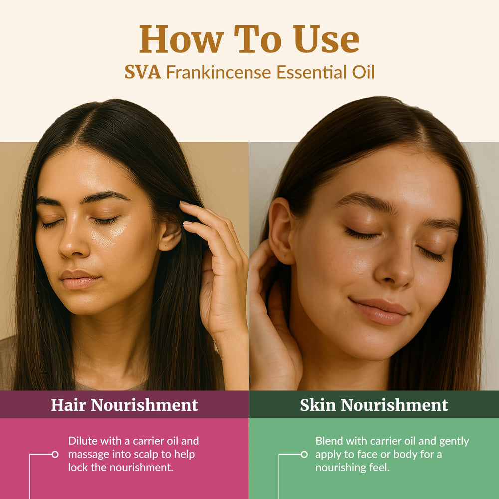 SVA Frankincense Essential Oil in facial care routines and rituals.