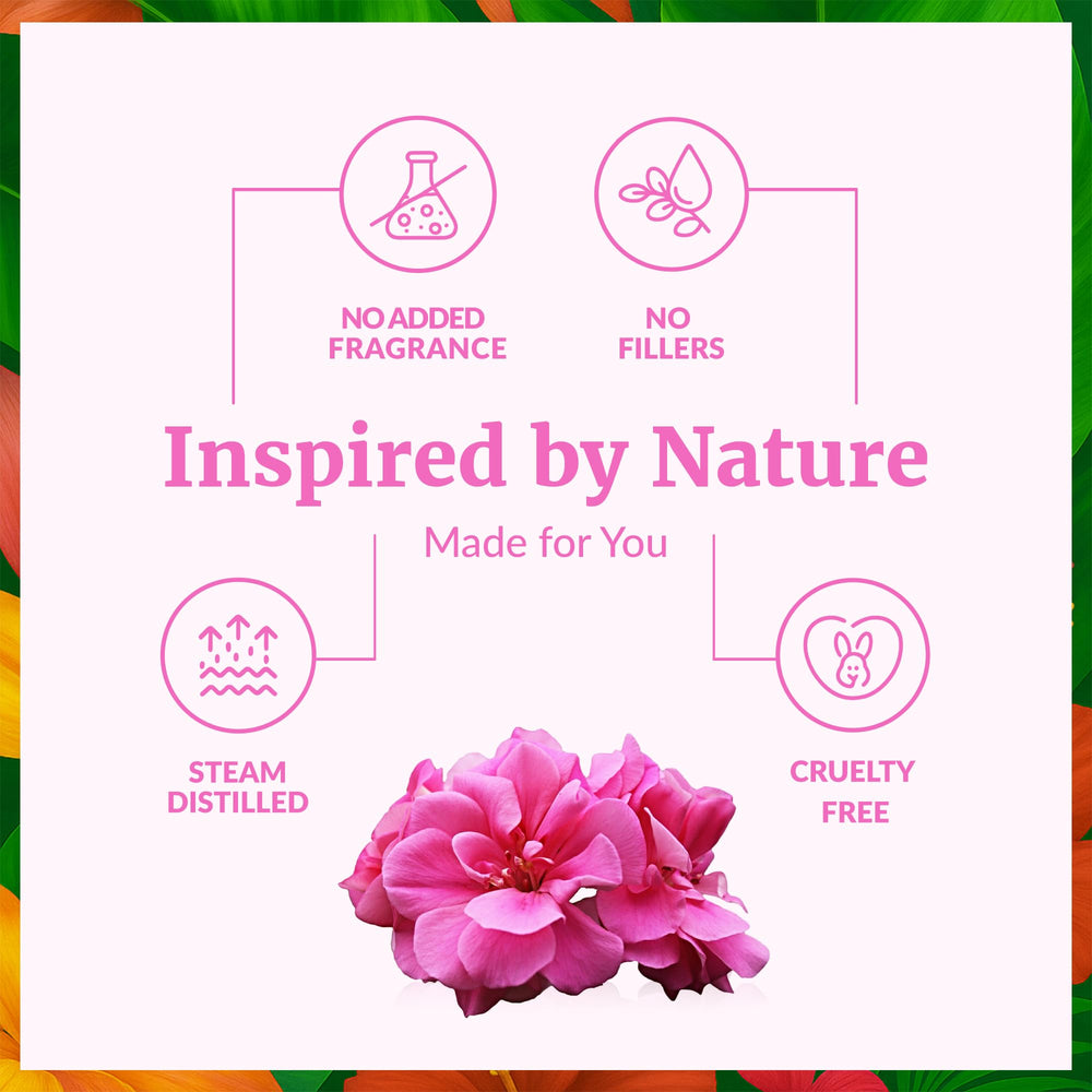 SVA Geranium essential oil used in skin care blends with a carrier oil.