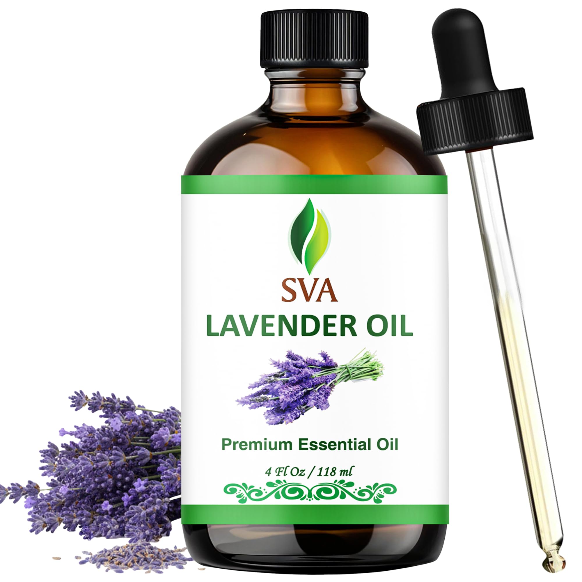 SVA Lavender Oil 4oz bottle for diffusion and aromatherapy at home.