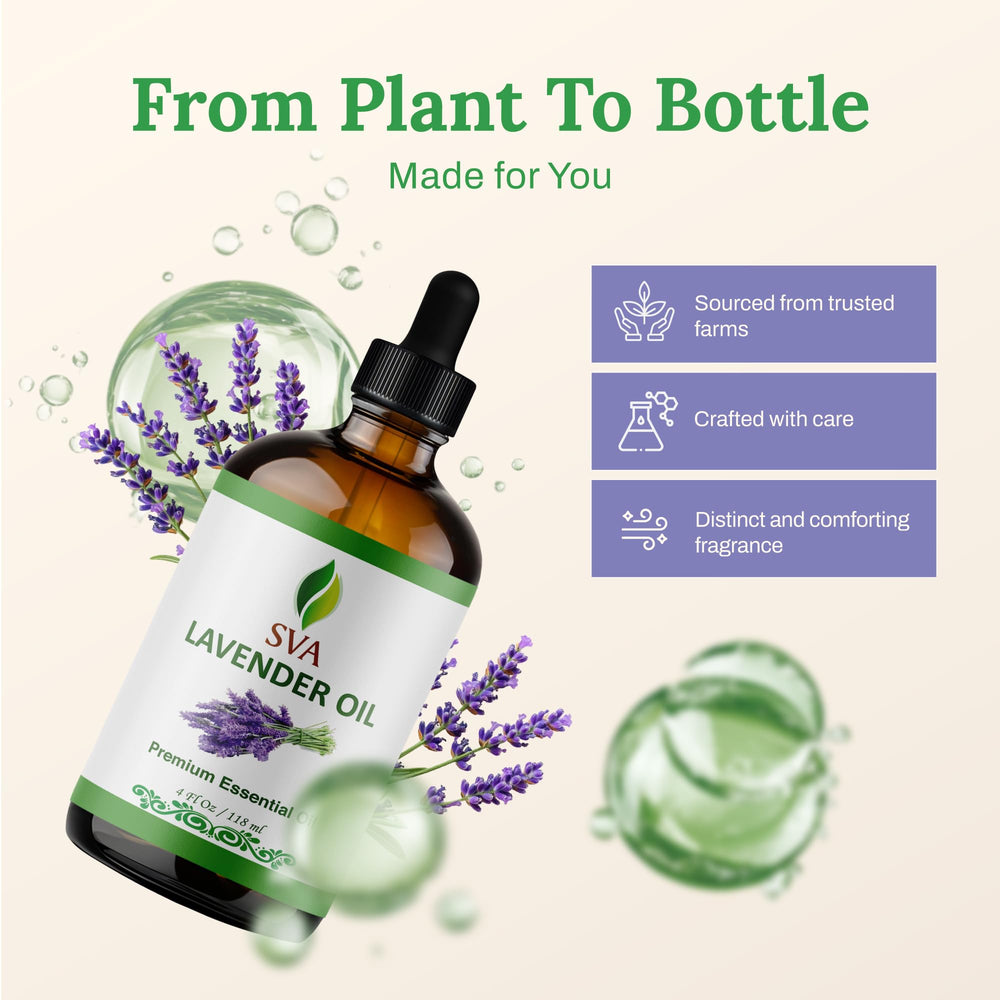 SVA Lavender Oil for skin care, safe when diluted.