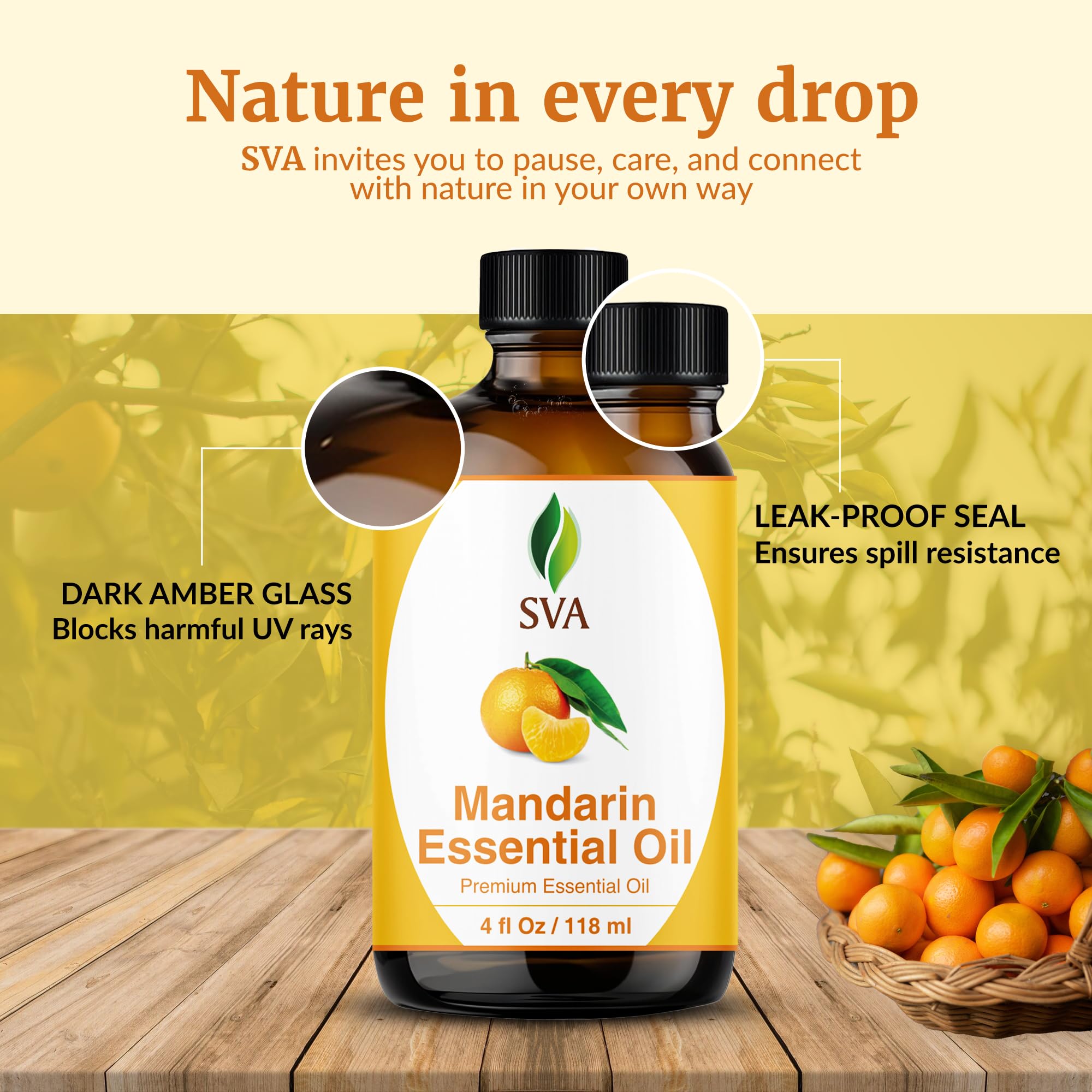 A bath soak and potpourri setup with SVA Mandarin Oil.
