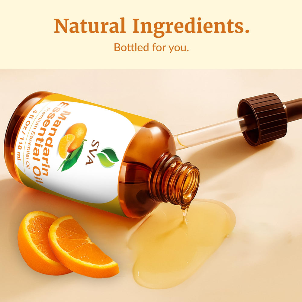 Closeup of the SVA Mandarin Oil dropper highlights precise application.