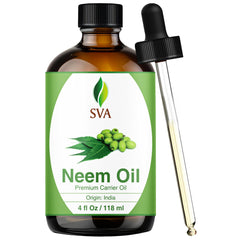 SVA Neem Oil 4oz bottle with dropper for easy facial and body use