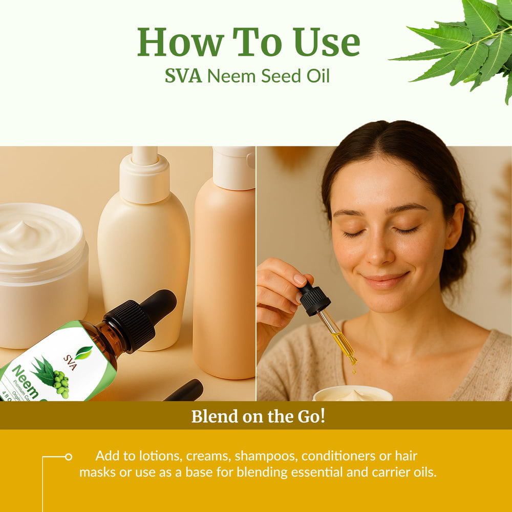 SVA Neem Oil used in facial care for gentle moisture and shine