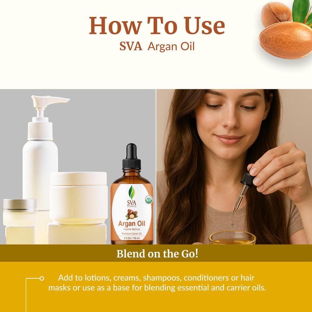 SVA Organics Argan Oil used for scalp massage and hydration.