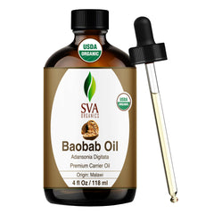 SVA Organics Baobab Oil bottle pour for easy skin nourishment.