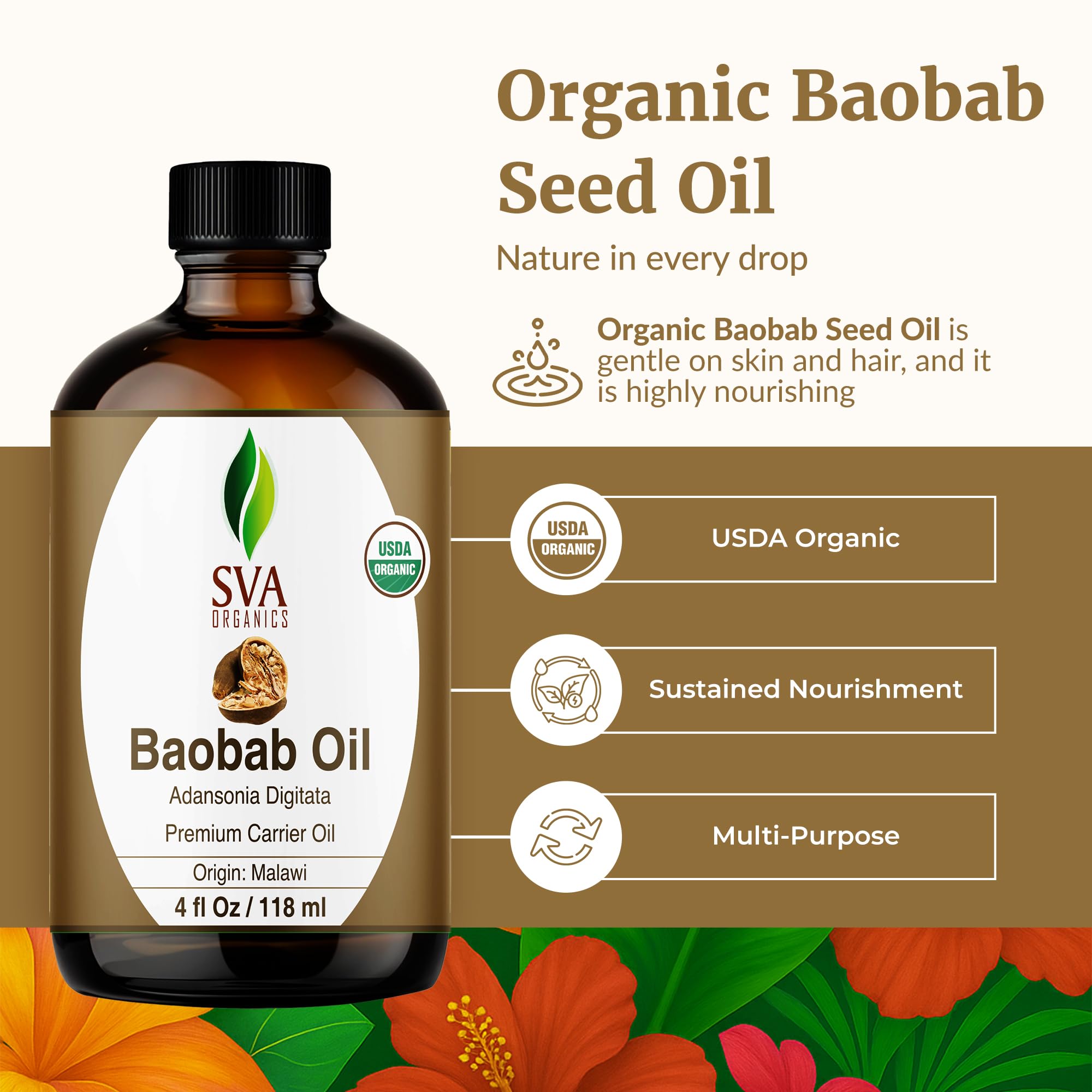 SVA Organics Baobab Oil dropper top for controlled application.