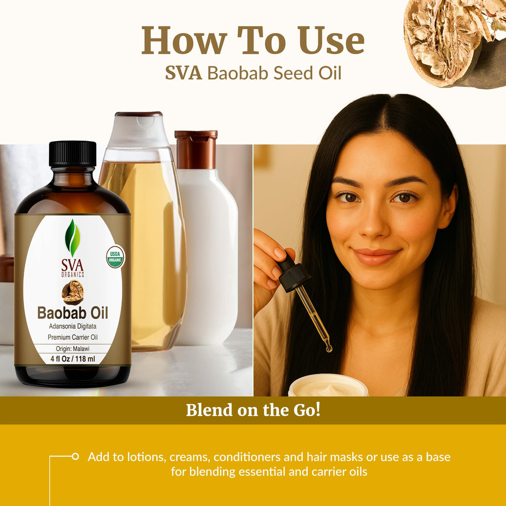 SVA Organics Baobab Oil on scalp during massage for deep penetration.