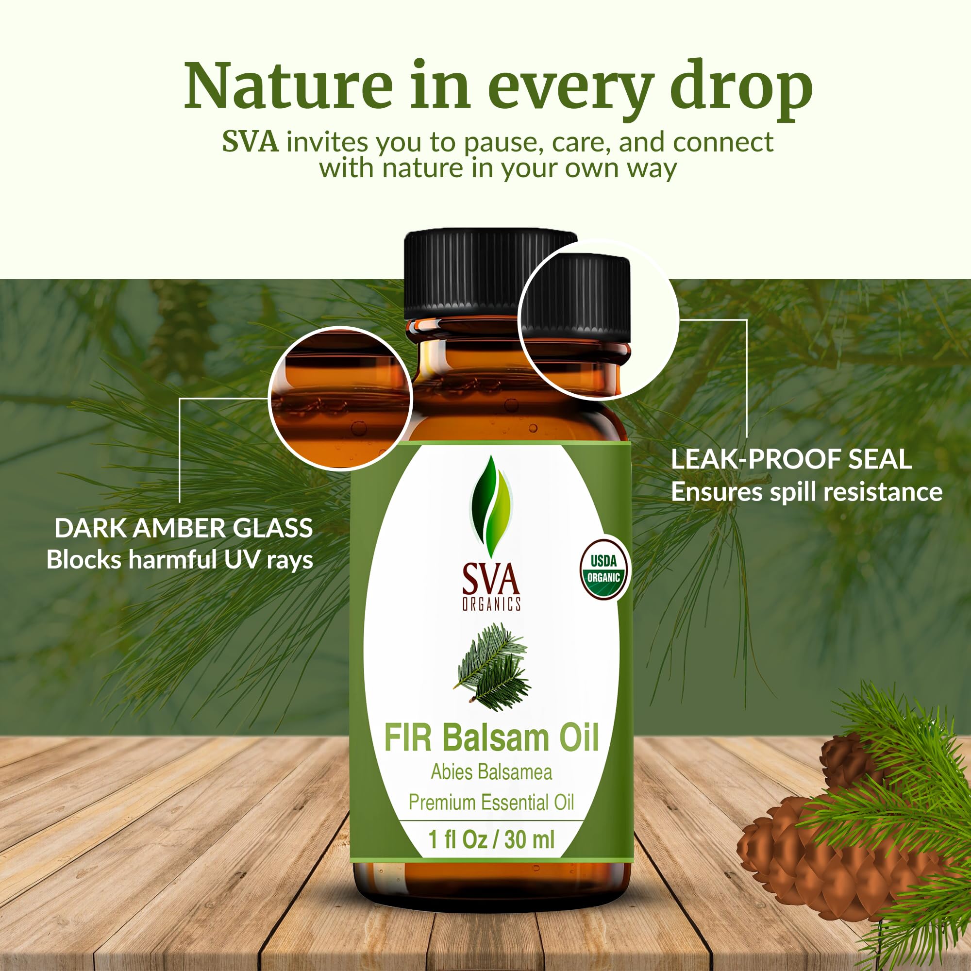 SVA Organics Fir Balsam oil for bath blends and foot soaks.