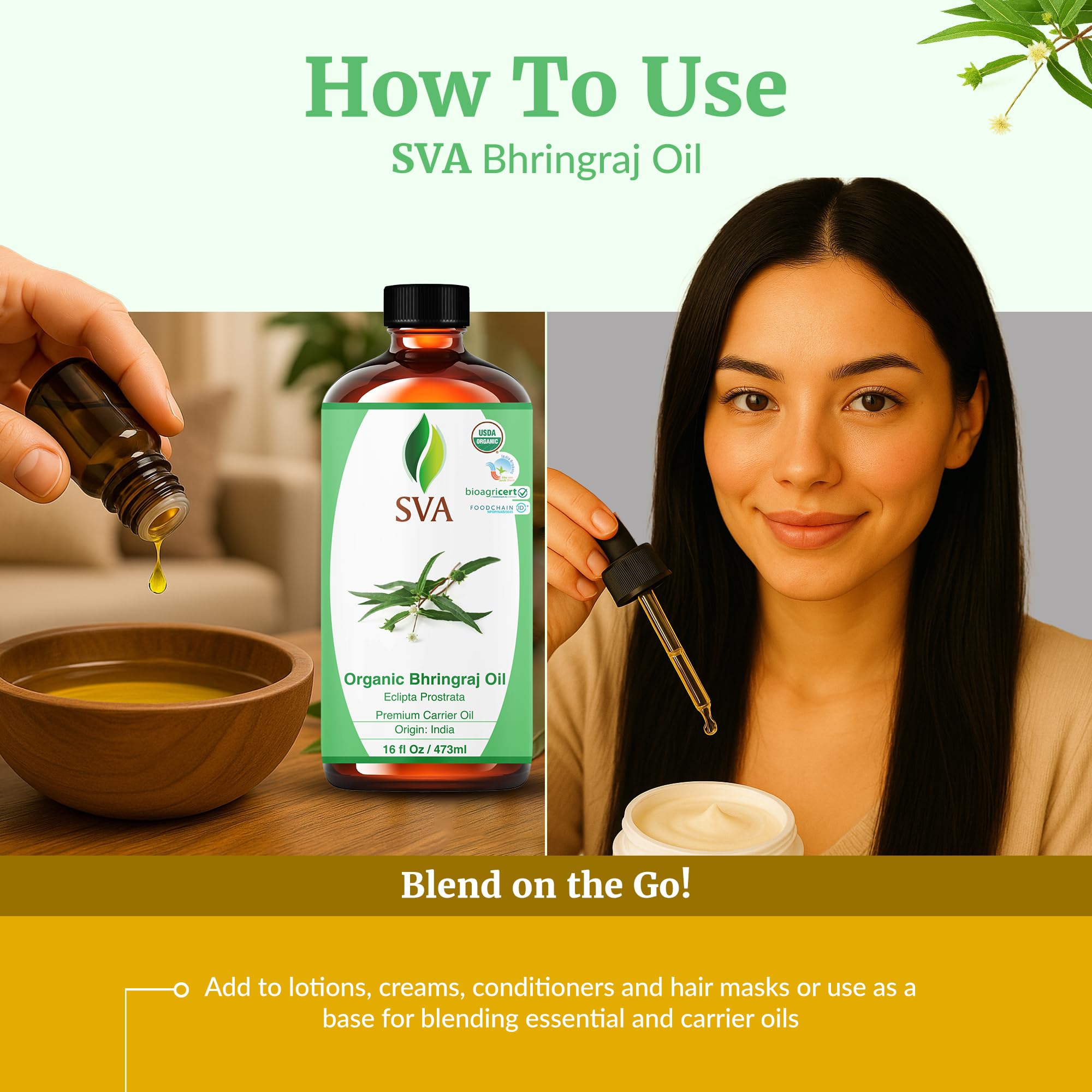 SVA Organic Bhringraj Oil overnight treatment for deeper absorption