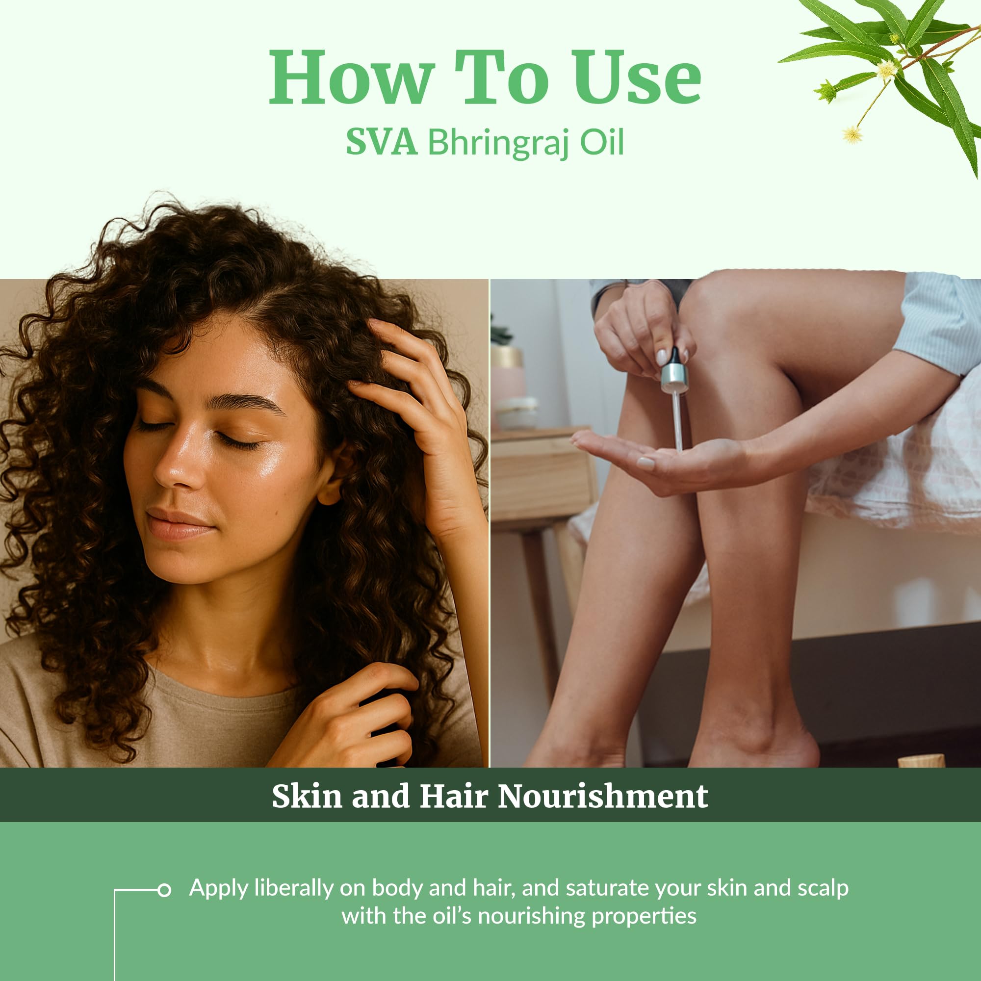 SVA Organic Bhringraj Oil mixed with shampoo for enhanced hair care