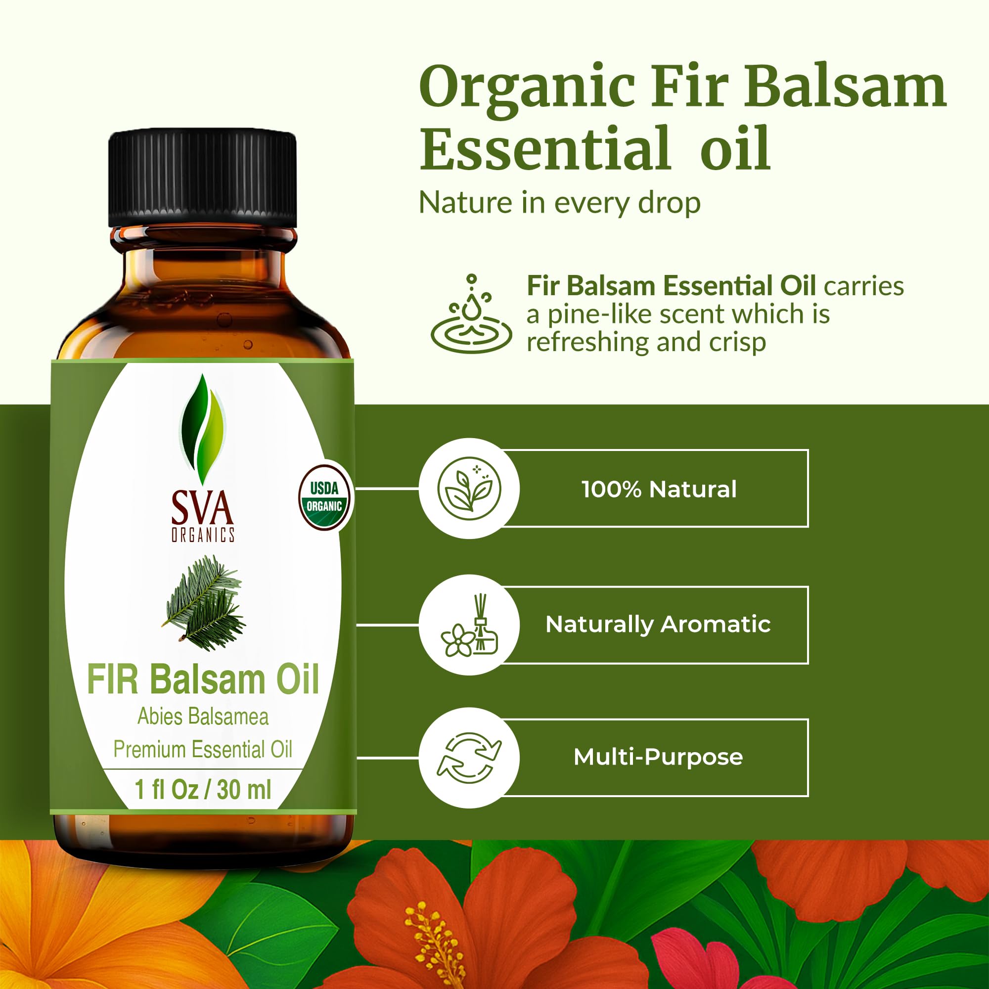 SVA Organics Fir Balsam oil in diffuser for a forest-inspired aroma.