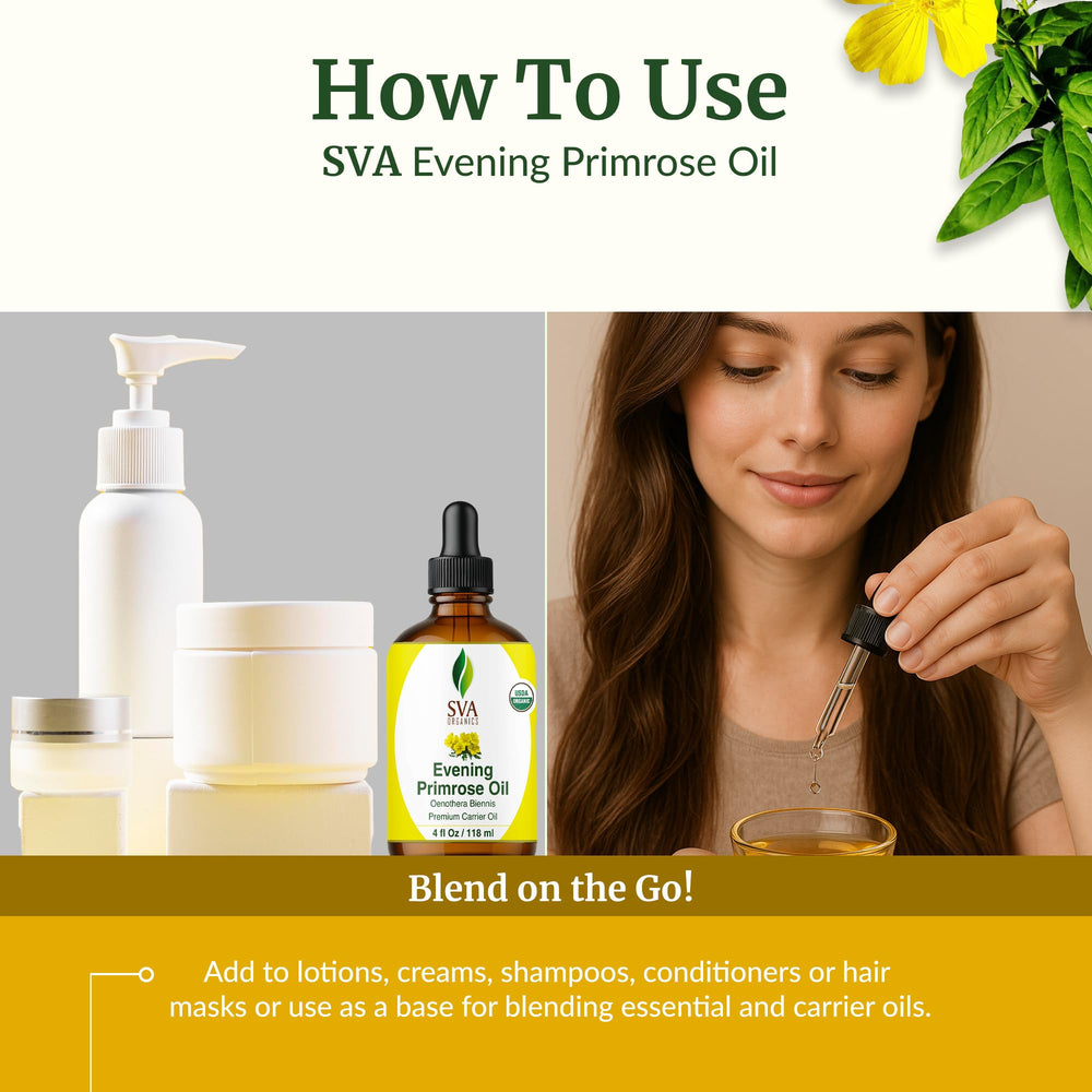 SVA Organics Evening Primrose Oil in body moisturizer for smoother skin.