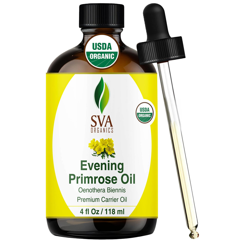 SVA Organics Evening Primrose Oil bottle for skin nourishment and easy application.