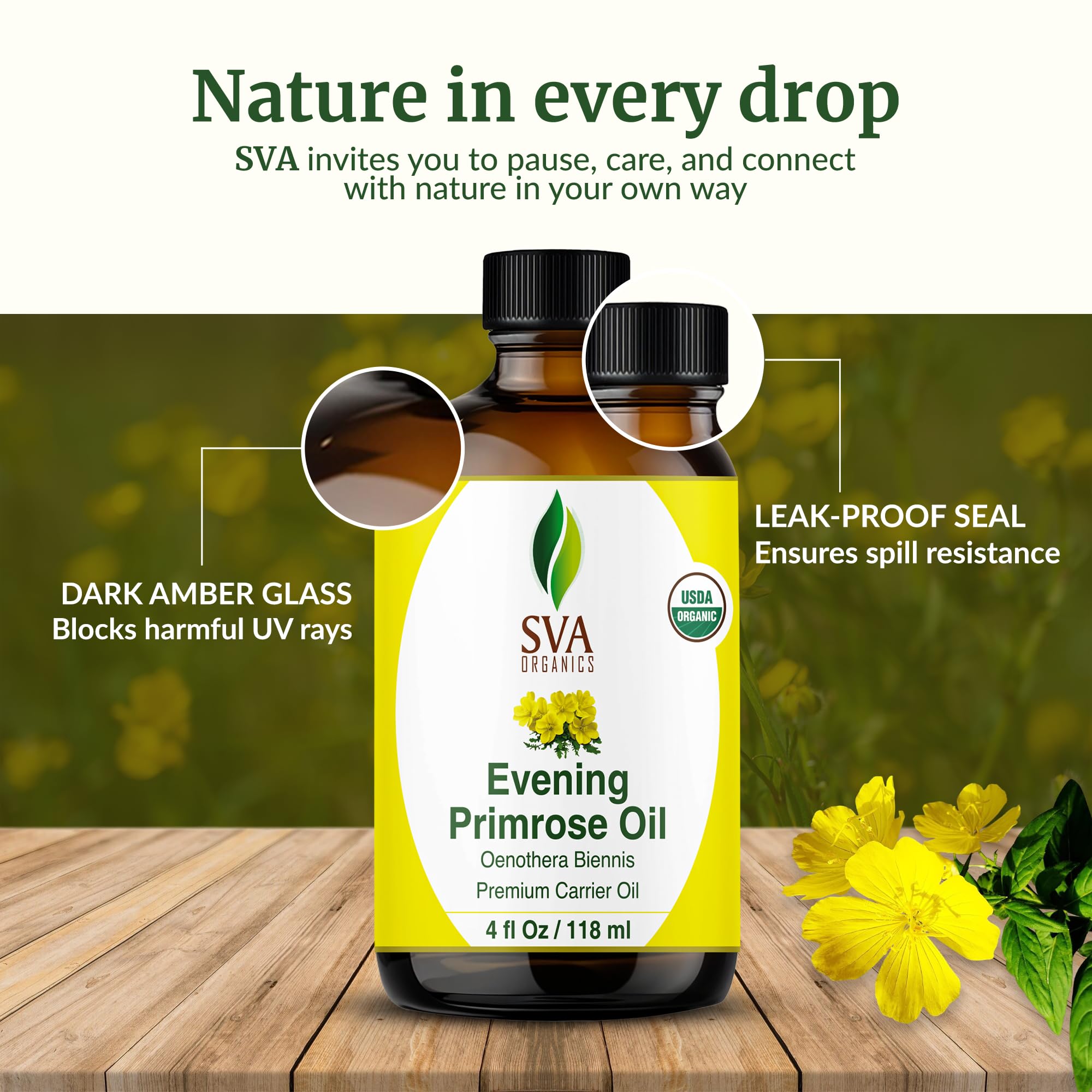SVA Organics Evening Primrose Oil added to creams for extra moisture.