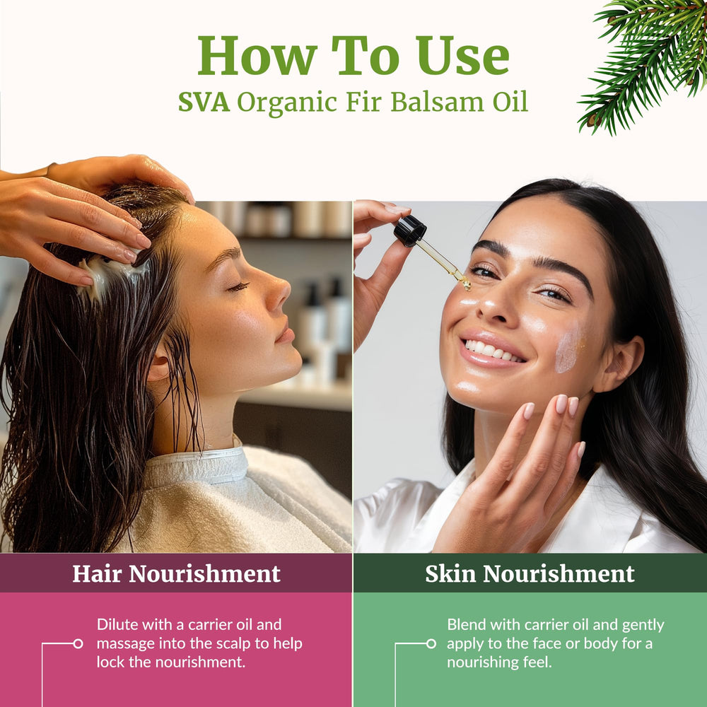 SVA Organics Fir Balsam oil for scalp massage when diluted