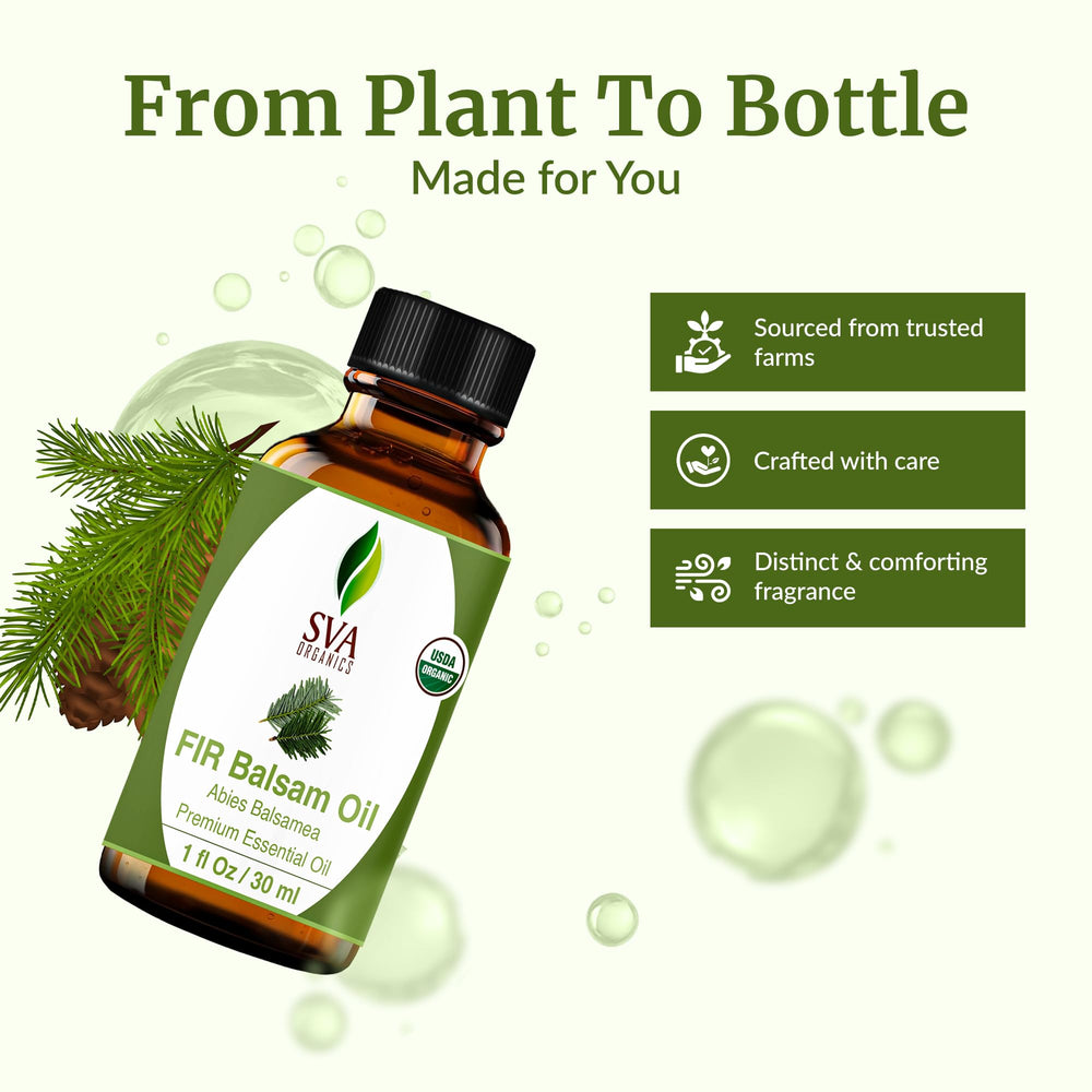 SVA Organics Fir Balsam oil used for scalp massage and hair care.