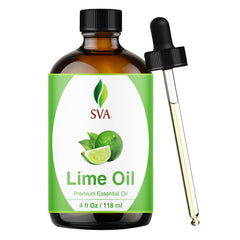SVA Organics Lime essential oil bottle with dropper for easy diffusion and topical use