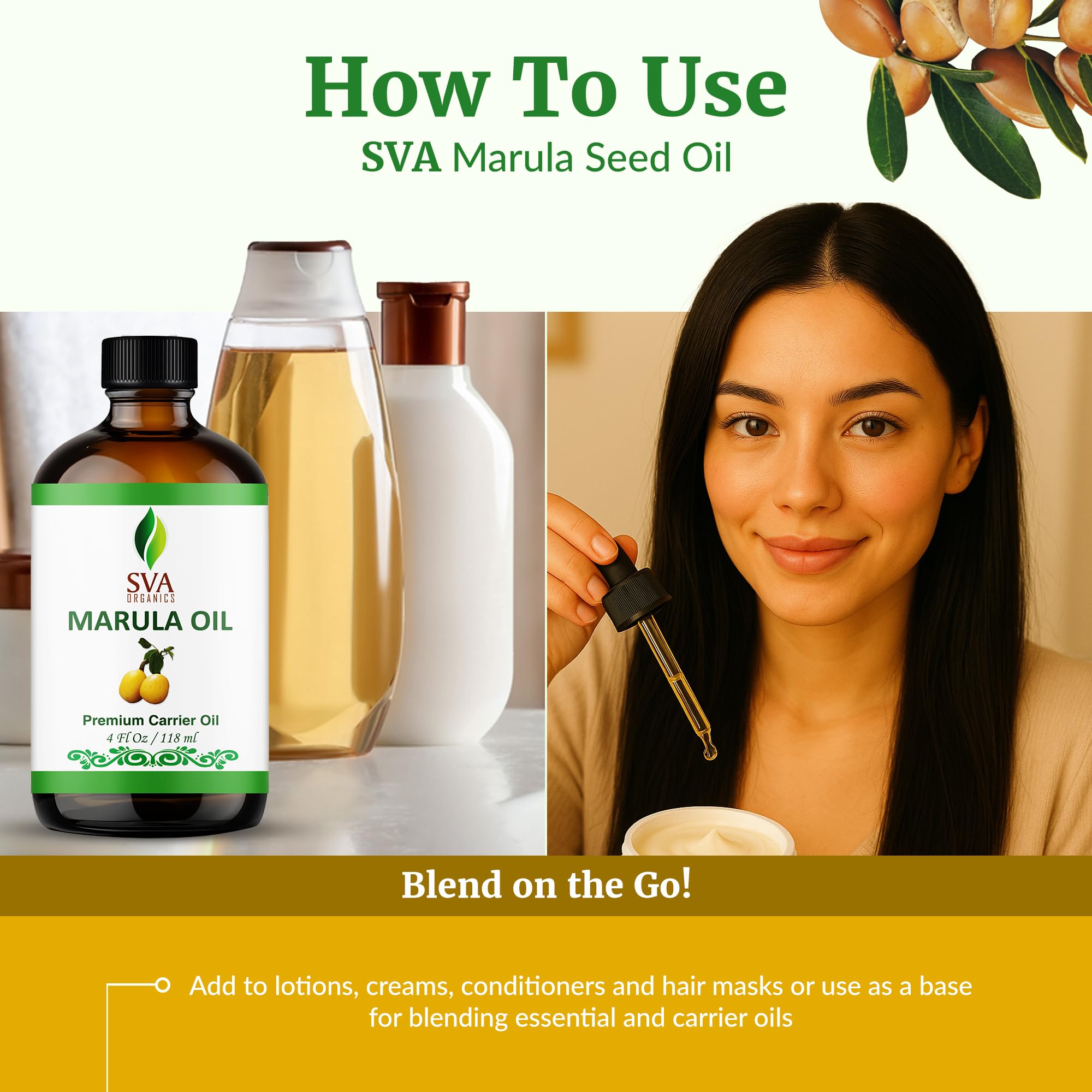Marula oil absorbs fast with light, non-greasy feel
