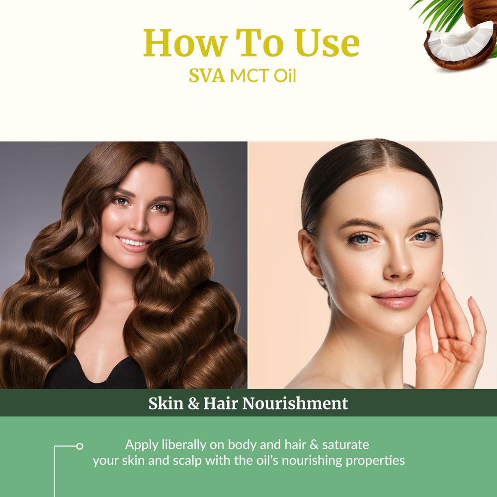 SVA Organics MCT Oil used with shampoo for added nourishment.