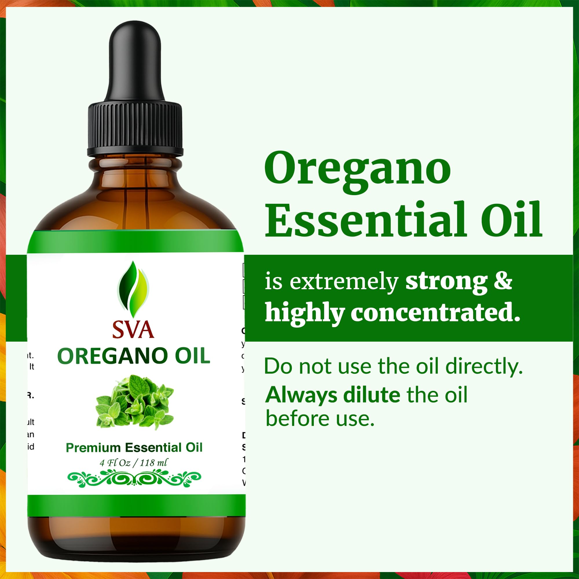 Closeup of SVA ORGANICS oregano oil dropper for precise dilution