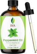 SVA ORGANICS Peppermint Essential Oil – 4 Fl Oz | 100% Natural Arvensis for Diffuser, Hair & Skin Care